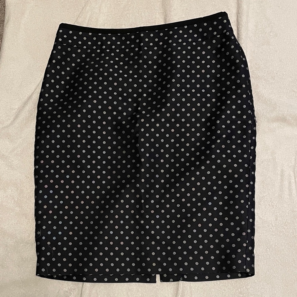 Ann Taylor Black and White Polka Dot Pencil Skirt